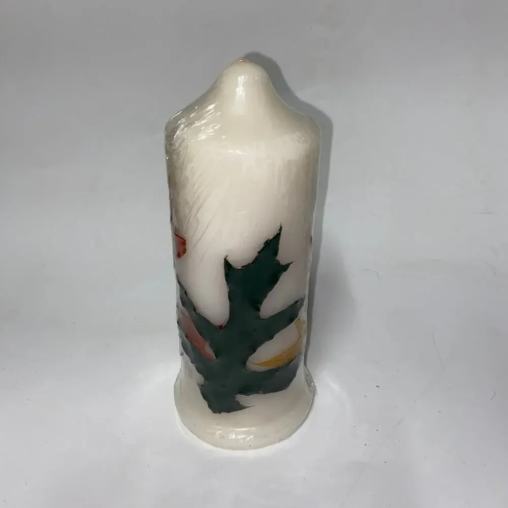 Teleflora Gifts White Autumn Leaves Fall Leaf Pillar Candle 8